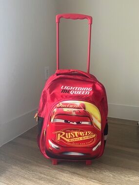 Disney Lightning McQueen Red Rolling Kids Backpack